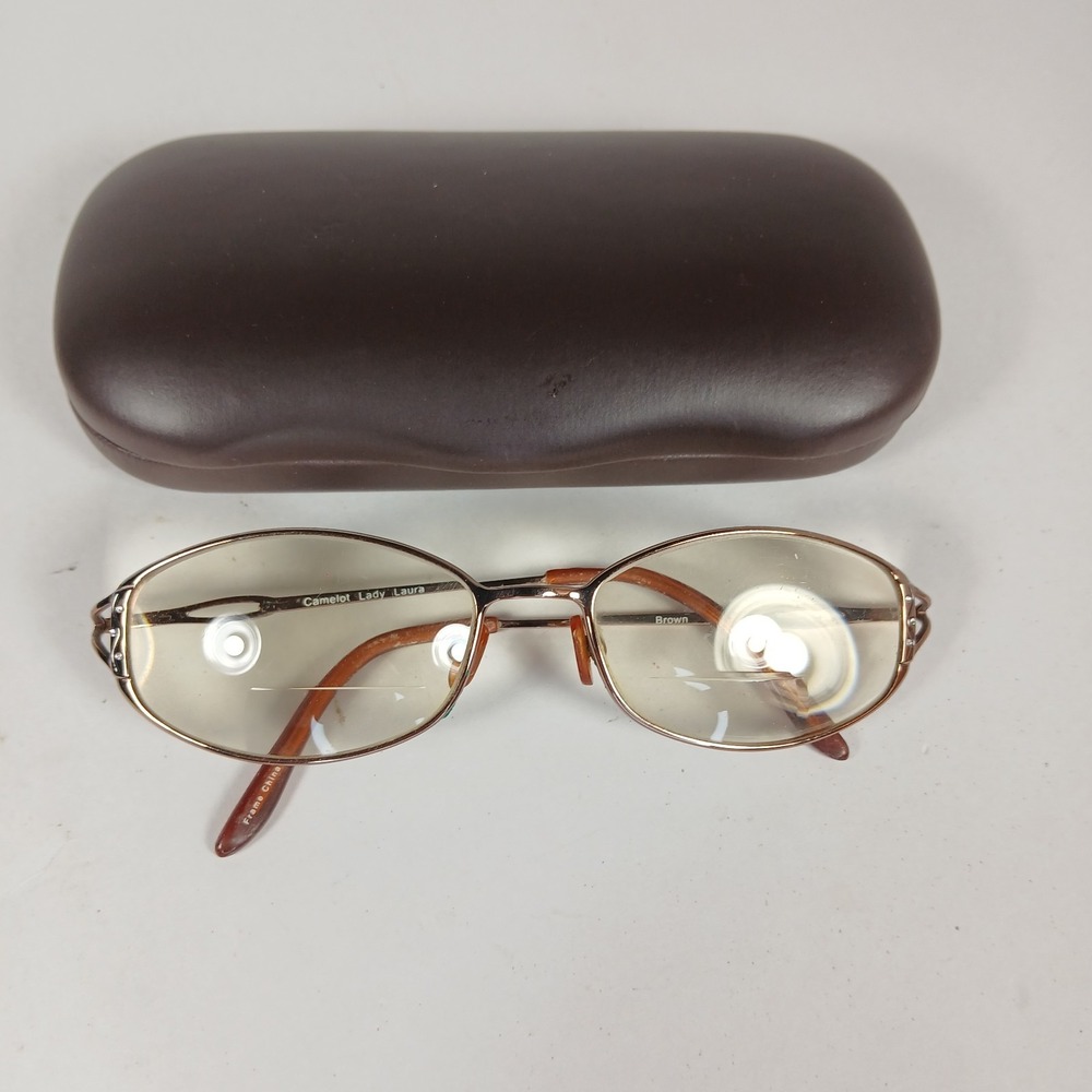Vintage Camelot Lady Laura Brown 53-17-135 Eyeglass Frames Wire Metal